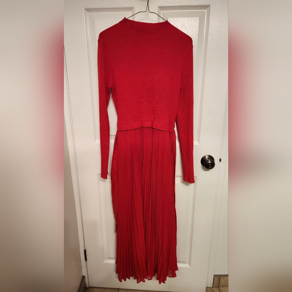 Ever New Vibrant Red Long Sleeve Dress